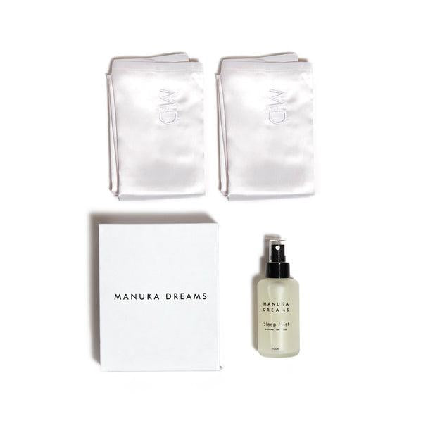 Manuka Dreams - The Luxe - Two Silk Pillowcases & One Manuka Lavender Sleep Mist Set