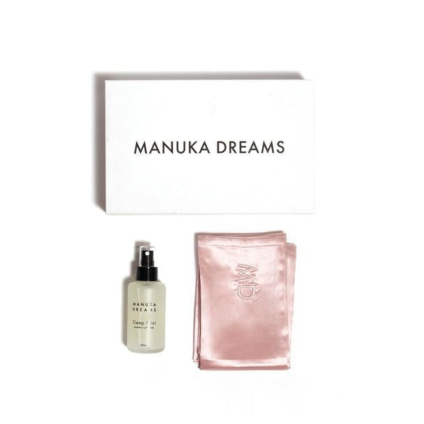 Manuka Dreams- The Signature Sleep Set - One Pure Silk Pillowcase & One Manuka Lavender Sleep Mist